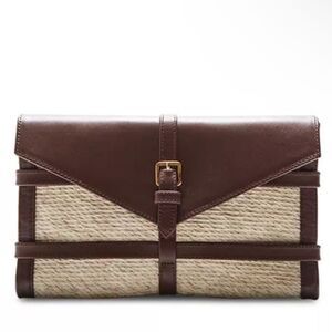 ALTUZARRA | NEW Watermill Rafia Envelope Clutch Bag Tan Palm Straw/Brown